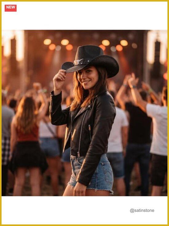 Straw Cowboy Hat with Elastic Sweatband - Breathable Woven Straw Western Hat main image 6